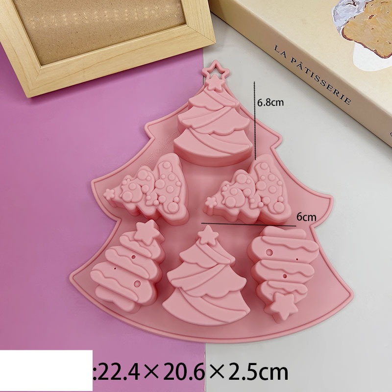 Christmas tree Santa Claus snowman silicone mold chocolate wax bottle sugar mousse baking candle pinch music freeze dried_voghion.com