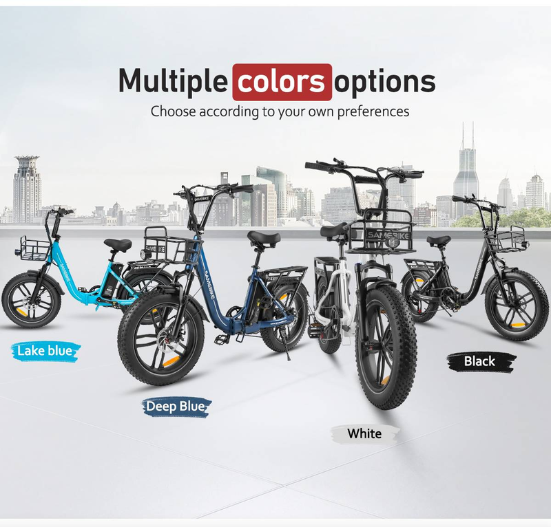 Vélo électrique SAMEBIKE C05 Pro 20" Fat Tire Step-Through E-Bike pour femmes Moteur 500W Batterie 36V 13Ah_voghion.com