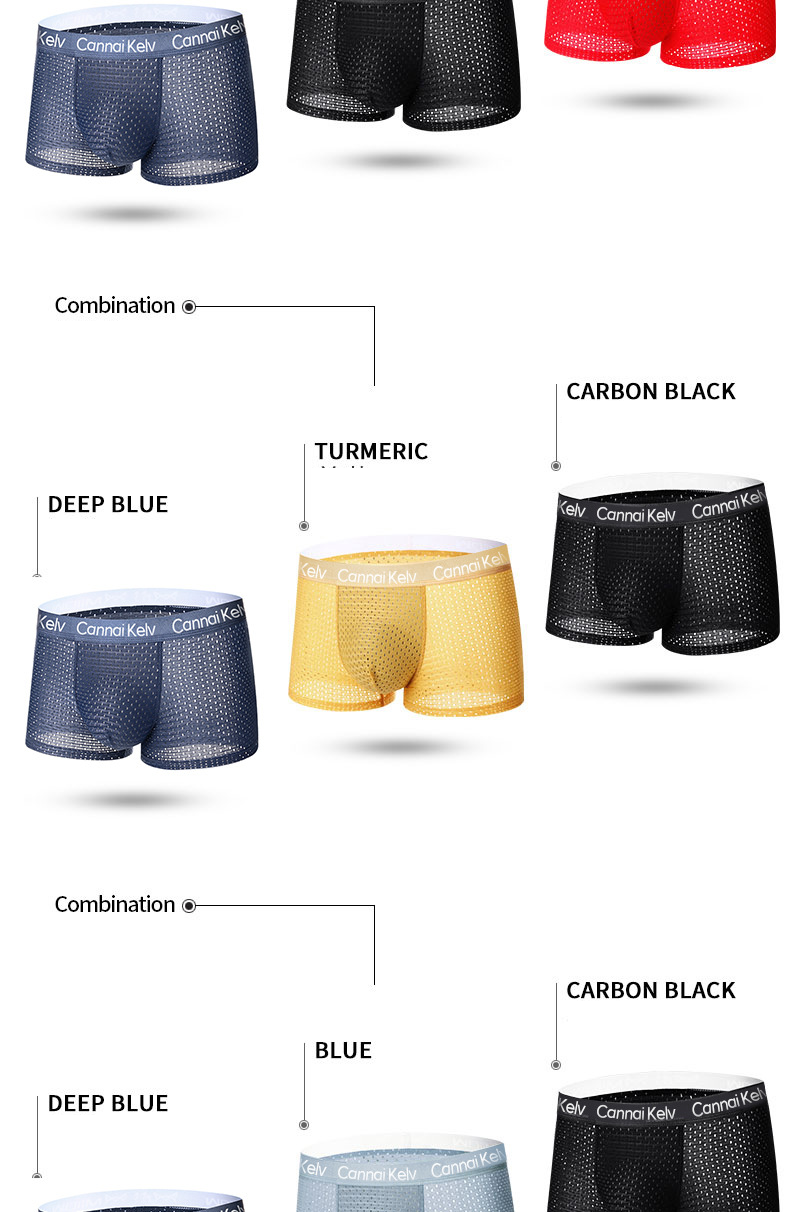 Herreundertøy Issilke Netting Antibakteriell Sommer Tynn Midje Pustende Sømløs Boxershorts Head Herre Bomull_voghion.com