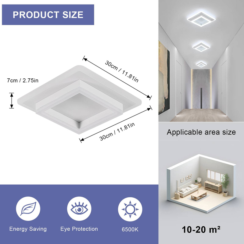 GOECO Acryl-Deckenleuchte, Farbe Weiß, Größe 30 cm, Weißes Licht 6500 K, 30 W, 220 V_voghion.com