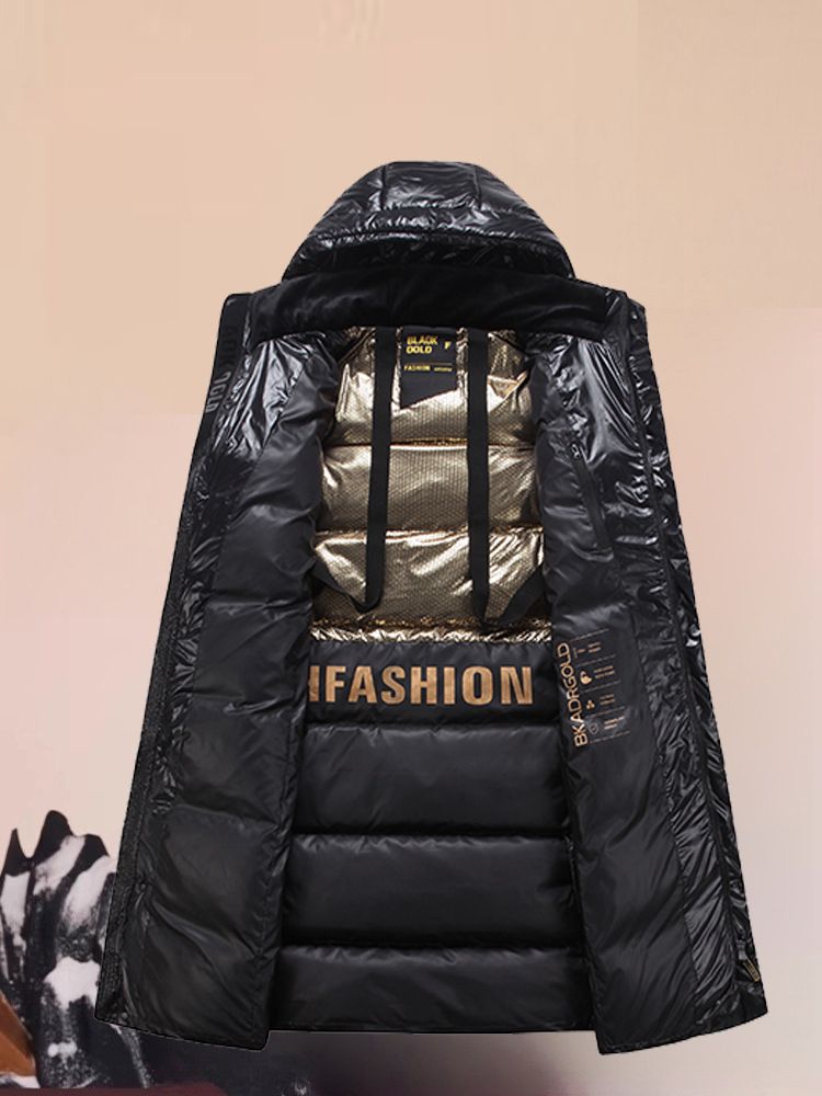 Premium Long Down Coat For Men & Women - 700FP White Goose Feather Parka With Detachable Hood & Waterproof Shell, Coldproof To -20℃_voghion.com