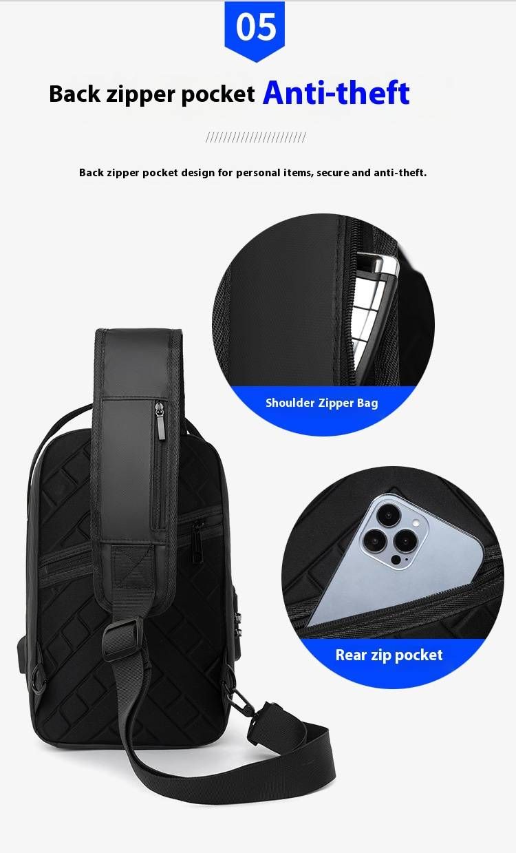 Men's Chest Sling Bag - Ultra-Light Nylon Crossbody Pack For Daily Use & Riding, Compact & Durable, Black/Grey/Navy_voghion.com