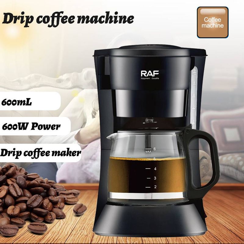 Macchina per caffè americano elettrica da 600 ml - Macchina per caffè americano compatta con filtro riutilizzabile (nera, spina UE/USA/Regno Unito, stile Ins)_voghion.com