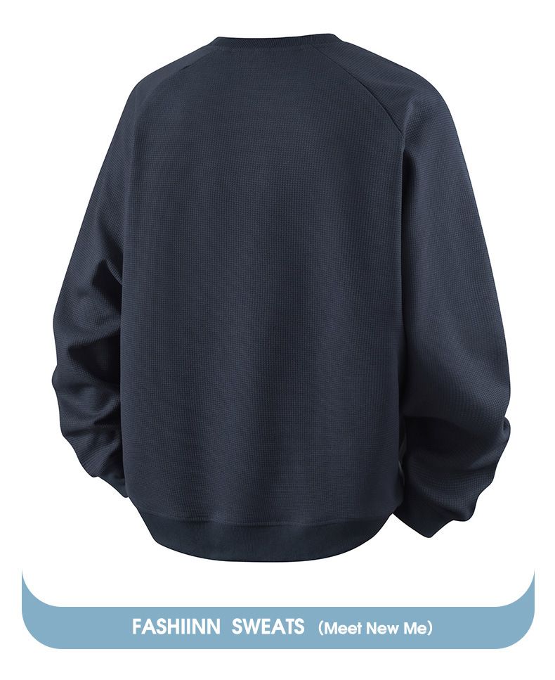 Men's Heavyweight Air Cotton Crewneck Sweatshirt - Drop Shoulder Long Sleeve T-shirt, Casual Relaxed Fit, Soft & Breathable, Multiple Colors_voghion.com