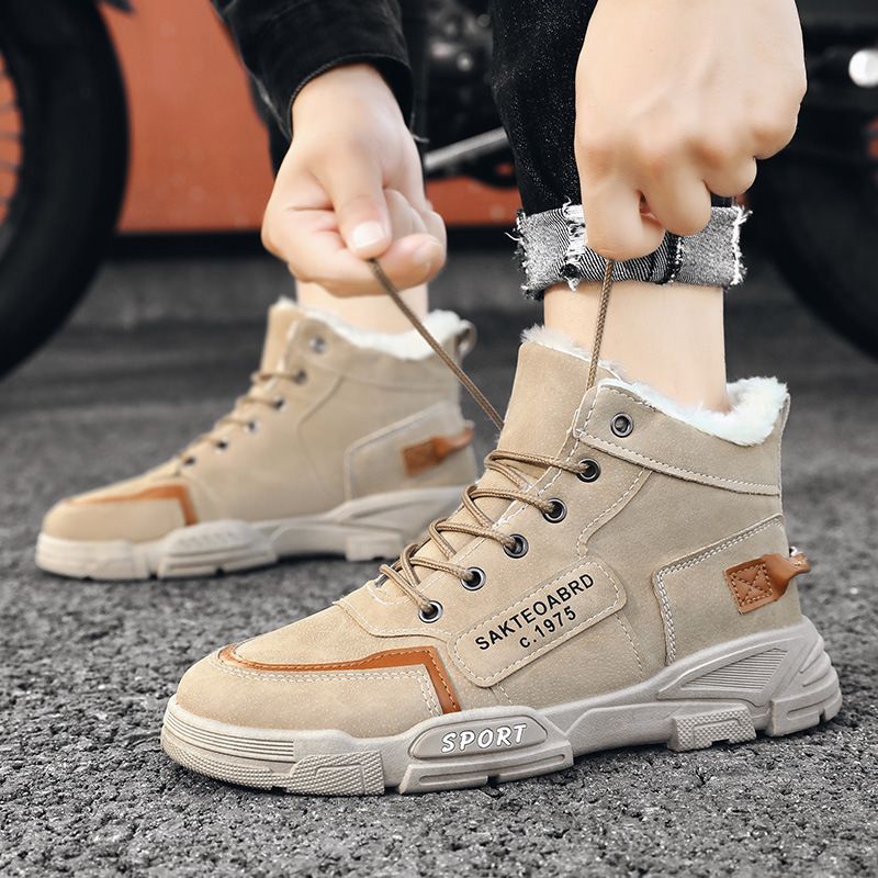 Fleecegefütterte, verdickte Schneestiefel für Herren, Winter-Baumwollschuhe, wasserdichte, rutschfeste, warme Martin-Stiefel für den Außenbereich, Koreanisch_voghion.com