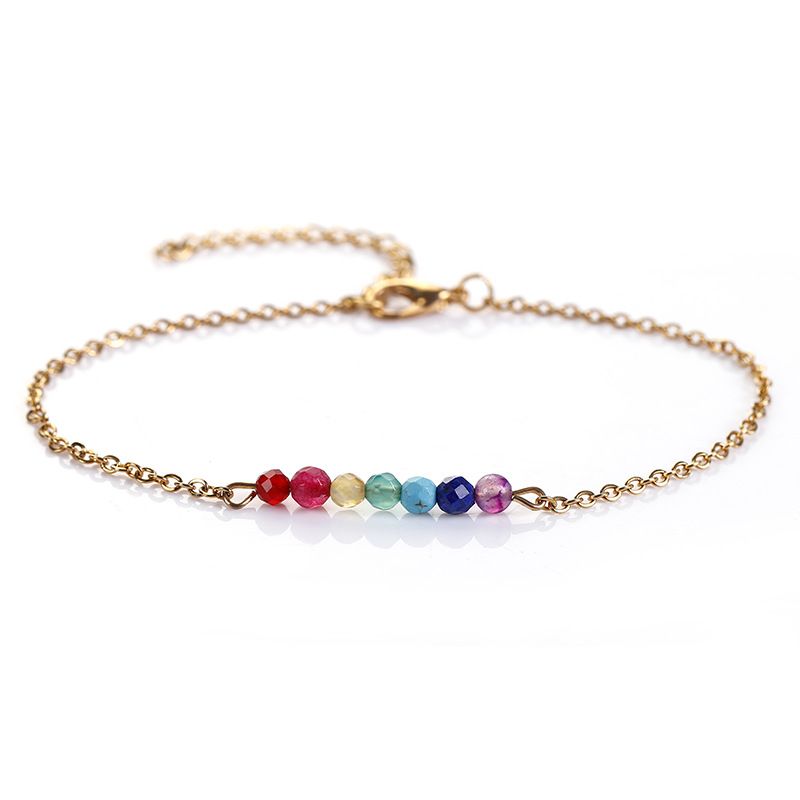 Anklet Jewelry Accessories For Women, New Ancient Style Yoga Stone Anklet, Stainless Steel Korean Version, Simple Design_voghion.com