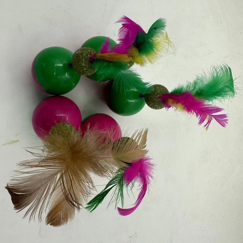 Tumbler Feather Catnip Ball Spielzeug Katze Zähne Reinigung_voghion.com