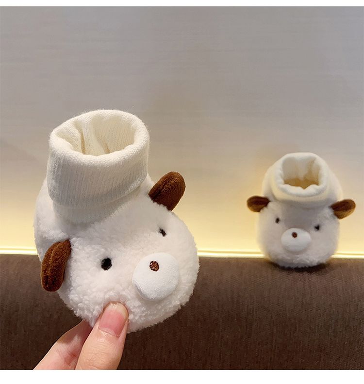 Chaussures d'hiver chaudes en velours pour nouveau-né, en coton, pour bébé garçon et fille, 0-3-6-9 mois, avec chaussettes intégrées._voghion.com