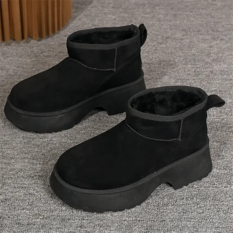Chaussures en coton pour femme, chaudes et tendance, bottes de neige noires décontractées, livraison gratuite._voghion.com