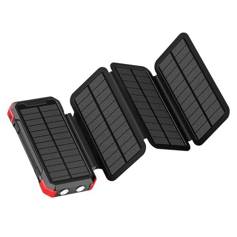 Power Bank Güneş Enerjili Mobil Güç Kablosuz Şarj Sökme Katlanabilir Açık Hava Power Bank Büyük Kapasiteli 20.000 MAh_voghion.com