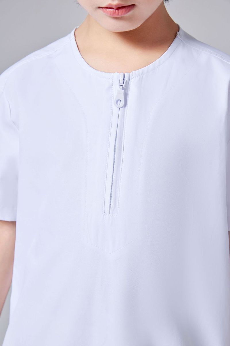 Toddler Boys Clothing Solid Color Boy Short Sleeved Zipper Shirt Robe_voghion.com