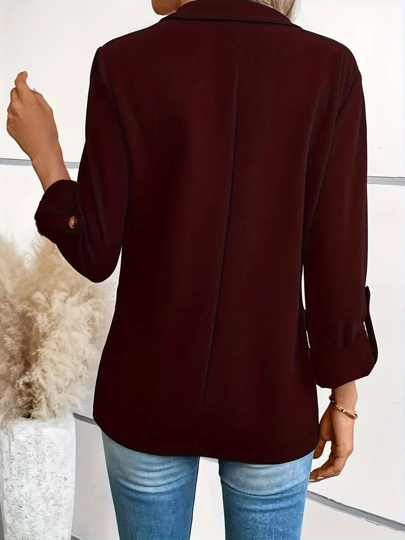 Women's Clothing Fashion Solid Color All match Long Sleeve Suit Jacket Women's Clothing_voghion.com