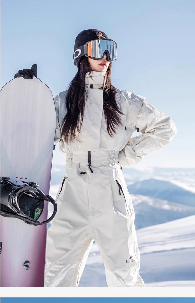 【Velvet Quilted】New Ski Suit For Women Double Board Slim Fit Equipment Bib Pants_voghion.com