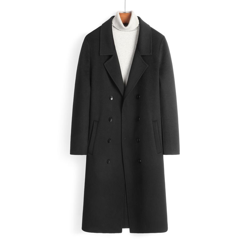 Hue Hue 2025 High-End 100% Double-Sided Premium Woolen Jacket Men's Over-Knee Wool Coat Wholesale_voghion.com