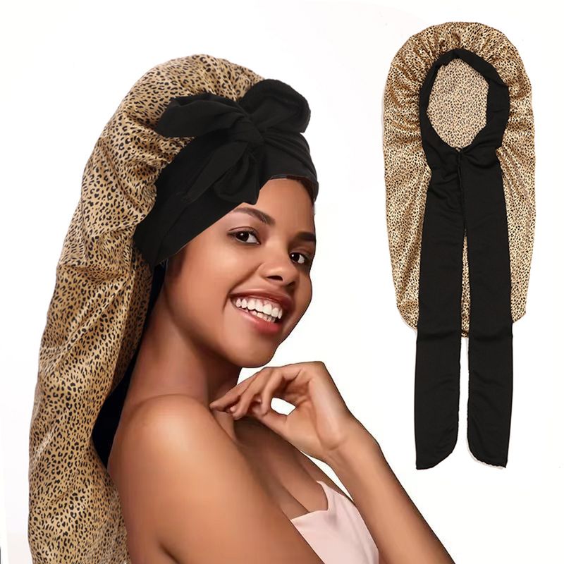 Cuffia da uomo con stampa leopardata multicolore, a righe larghe, a tesa larga, elastica, per salone di bellezza, per la cura dei capelli, con chignon elastico, berretto indiano_voghion.com