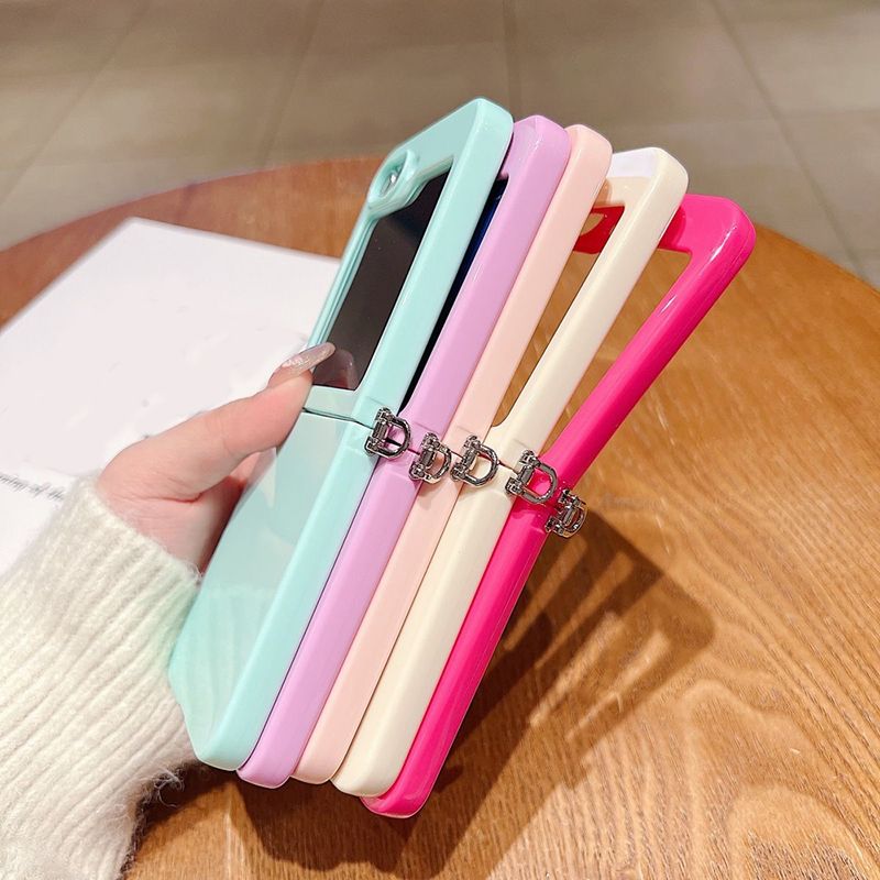 Carcasă de telefon mobilă, culoare bomboane, subțire, moale, pentru Samsung Galaxy Z Flip 3 4 5 6, cu conector metalic, coque funda_voghion.com