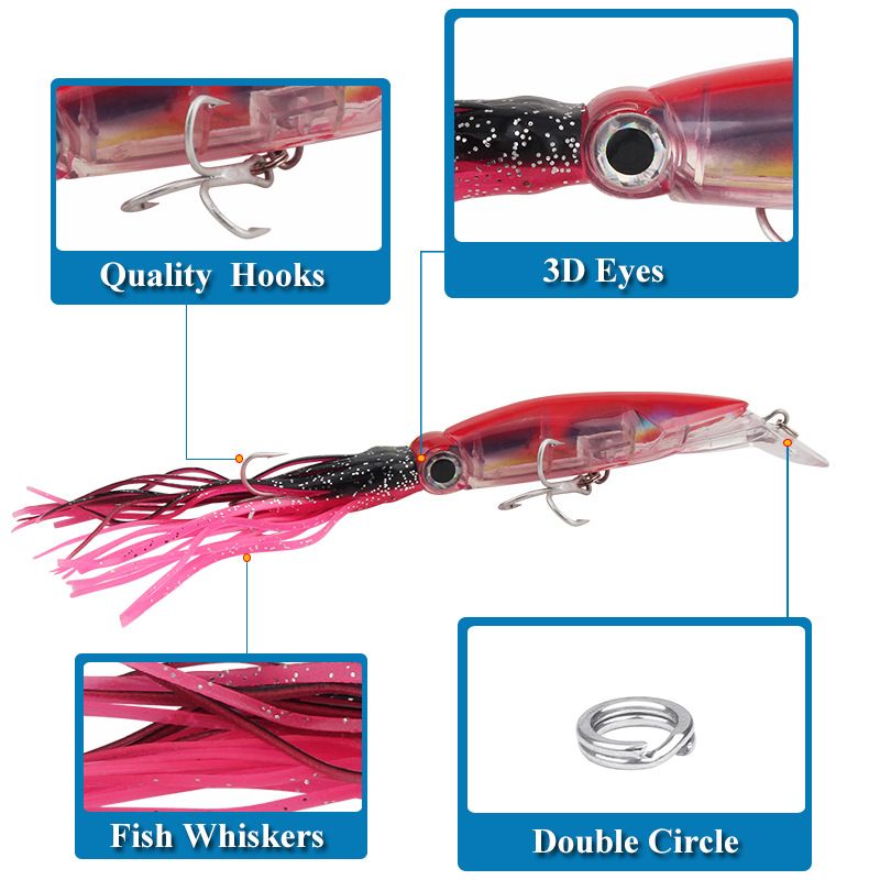 Lure Bait Long Distance Casting Colorful Simulation Squid Bait 23cm/38g With Beard Sea Fishing Bait Fishing Gear_voghion.com