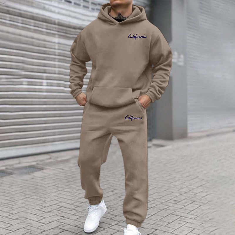 New Autumn And Winter Men's Joggers 2 Piece Tracksuit Fashion California Letter Printed Hoodie And Pants Set Men Outfits_voghion.com