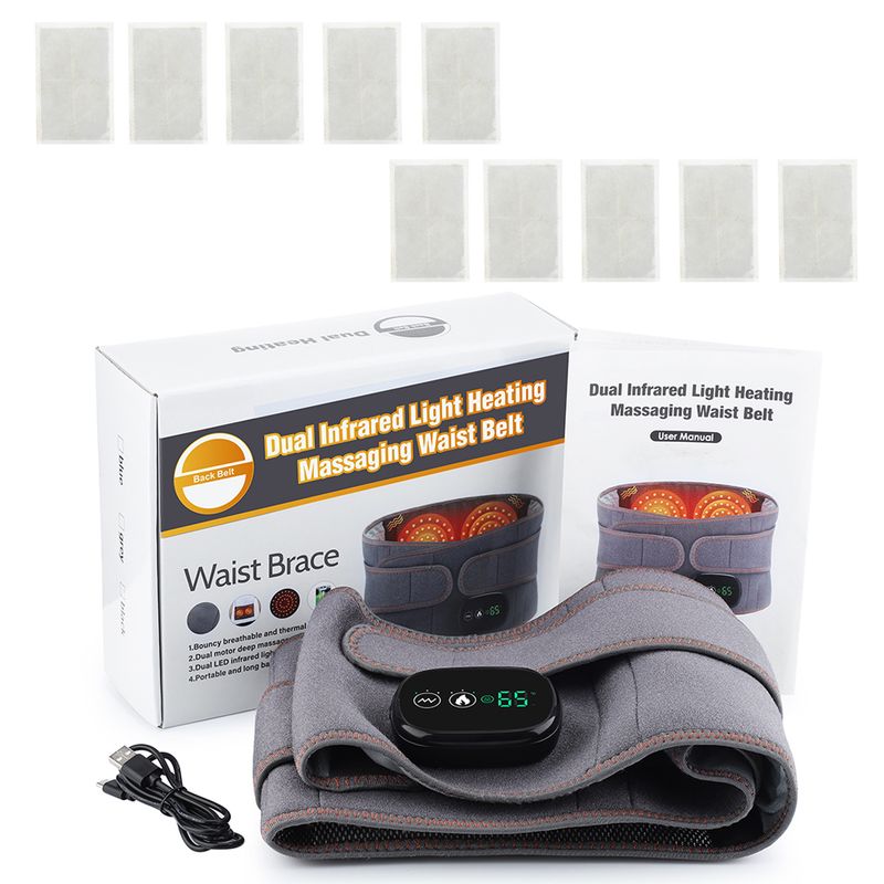 Elektrisches Heizmassagegerät mit Vibration, heiße Kompresse, Lendenwirbelstütze, Gürtel, Taillenmassage, Rückenstütze, Entspannung, Durchblutung_voghion.com