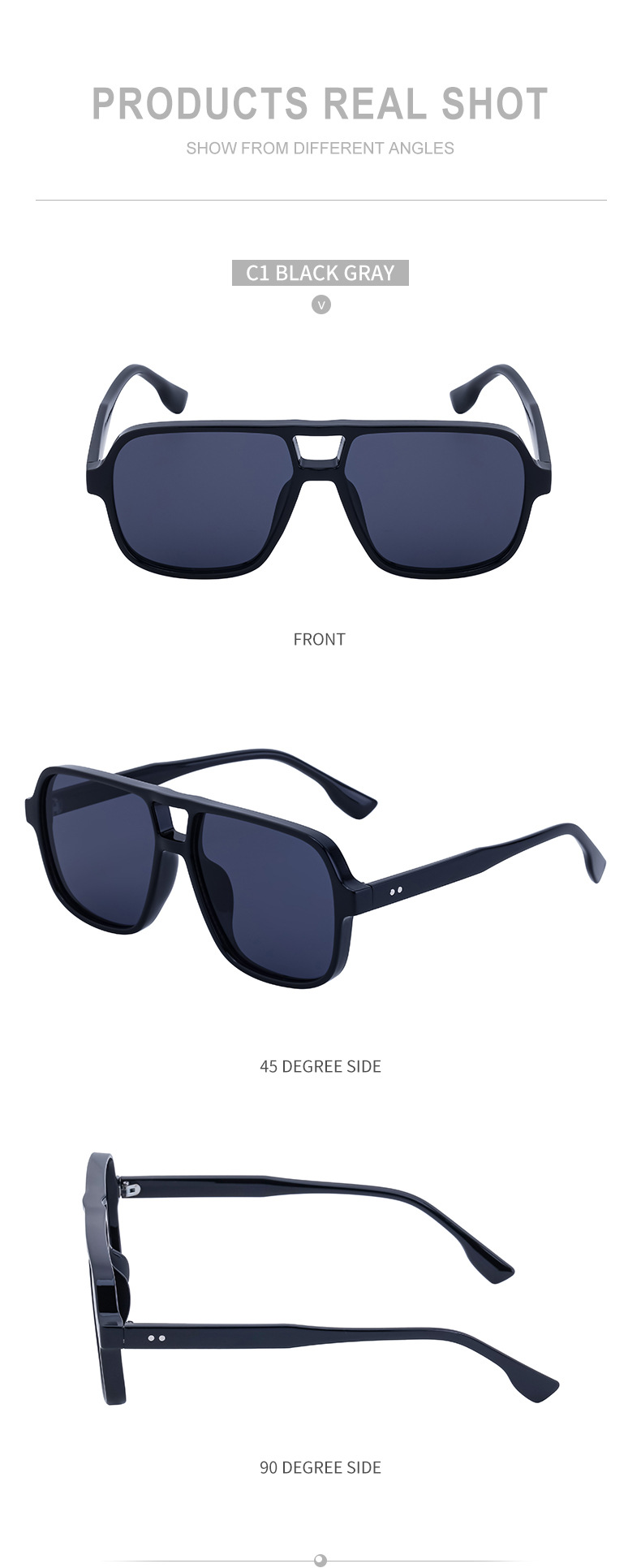 ActiveGo European And American Retro Double Bridge For Men Large Frame Driving Sunglasses Men's Outdoor Hiking Sun Protection_voghion.com