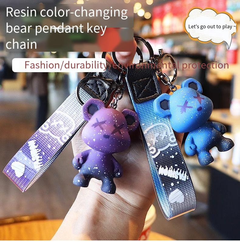 Portachiavi con orso di celebrità di Internet, portachiavi con ciondolo per auto, bambola, ciondolo per coppia, ciondolo per borsa scolastica squisito femminile._voghion.com