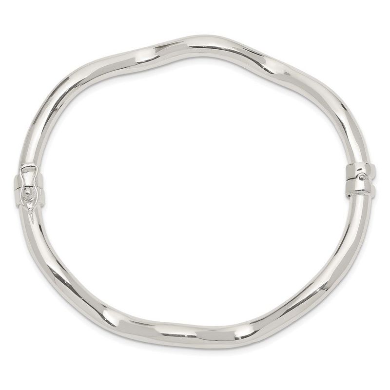 Sterling Silver Polished Wavy Hinged Bangle_voghion.com