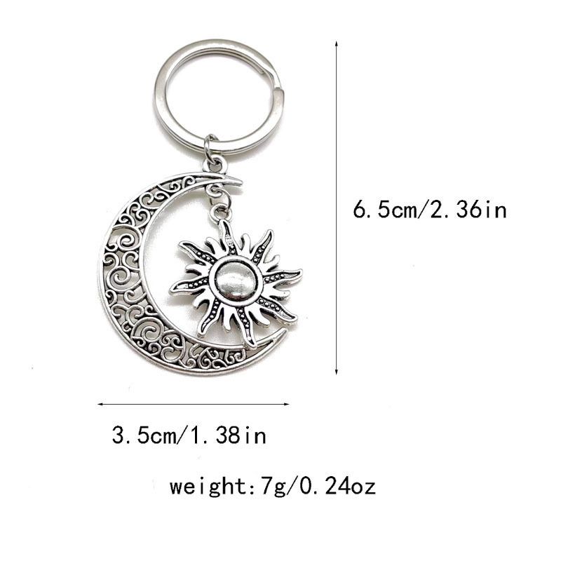 Llavero de aleación de metal hueco con forma de luna y sol, colgante, accesorios para llavero_voghion.com
