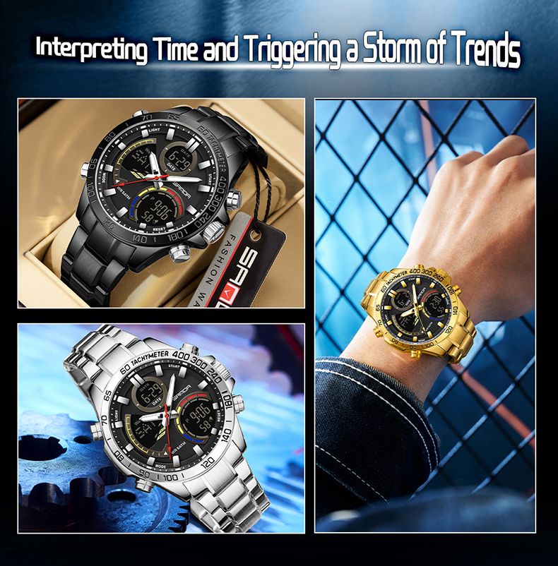 Orologi da uomo Orologio digitale Doppio display Sportivo Impermeabile Orologio militare Uomo Allarme Cronometro Orologio da polso al quarzo Uomo_voghion.com