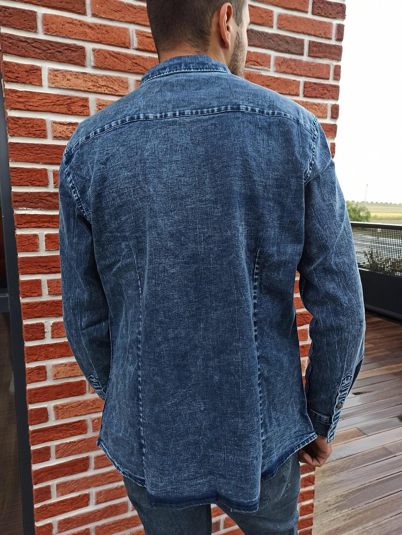 2022 grenzüberschreitender Handel Herbst und Winter Neue europäische Größe Herren-Jeanshemden Qualität Heavy Duty Washed Distressed Shirts Herren_voghion.com