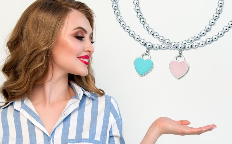 Meiteņu piekariņu aproce, nerūsējošā tērauda mīlestības sirds piekariņš 4 mm pērlīšu smalkas aproces sievietēm un meitenēm_voghion.com