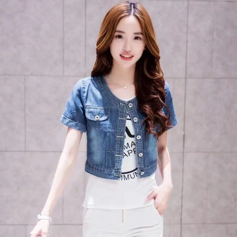 Camicia in denim da donna taglie forti - Top leggero con maniche a 3/4, abbottonatura e gilet oversize in chambray con lacci sul davanti_voghion.com