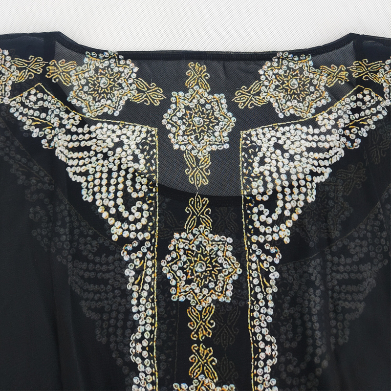 Neu Muslimischen Frauen Rundhals Robe Strand Urlaub Rock Chiffon Print Kleid_voghion.com