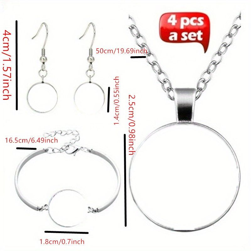 A Set Of Four Simple Fashion Jewelry Sets, Vinyl Record Pendant Necklace, Matching Earrings And Bracelet._voghion.com
