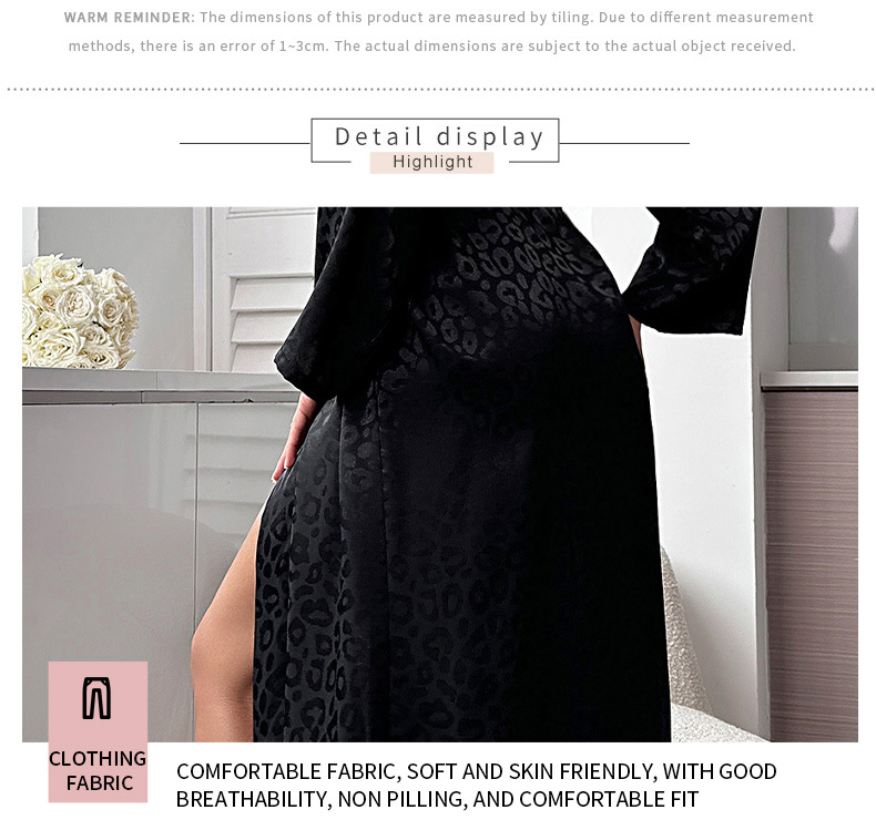 Halflange pyjama voor dames, huiskleding, zwarte band, hotelbadjas, ademende ijszijdepyjama_voghion.com