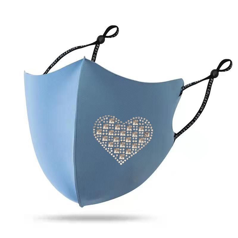 Nuevos accesorios de verano. Este protector solar transpirable es de seda de algodón color melocotón corazón Dia mascarilla facial._voghion.com