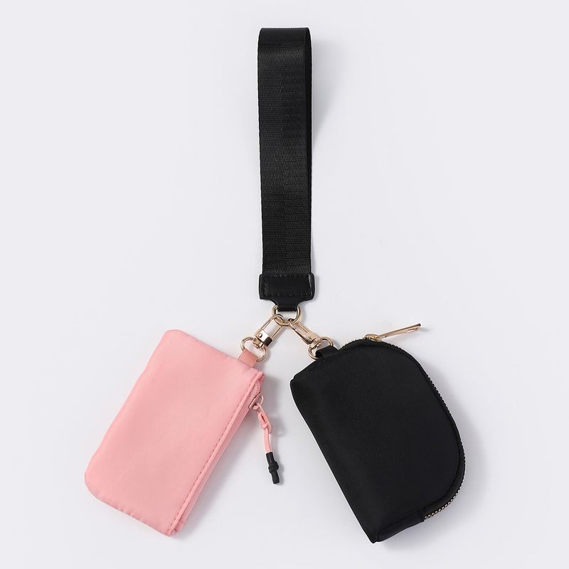 LULU Style Wrist Portable Mini Fashion Color Block Coin Purse Nylon Waterproof Storage Key Bag_voghion.com