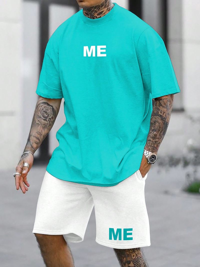 Men's Clothing Summer New Simple Sports Casual Suit Men's Short Sleeved T Shirt With Shorts With Small Icon ME2 MA1_voghion.com
