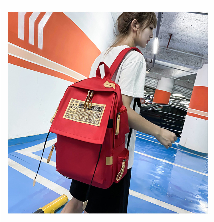 Canvas backpack large capacity travel computer men's backpack couple collegiate style female high school college student school bag_voghion.com