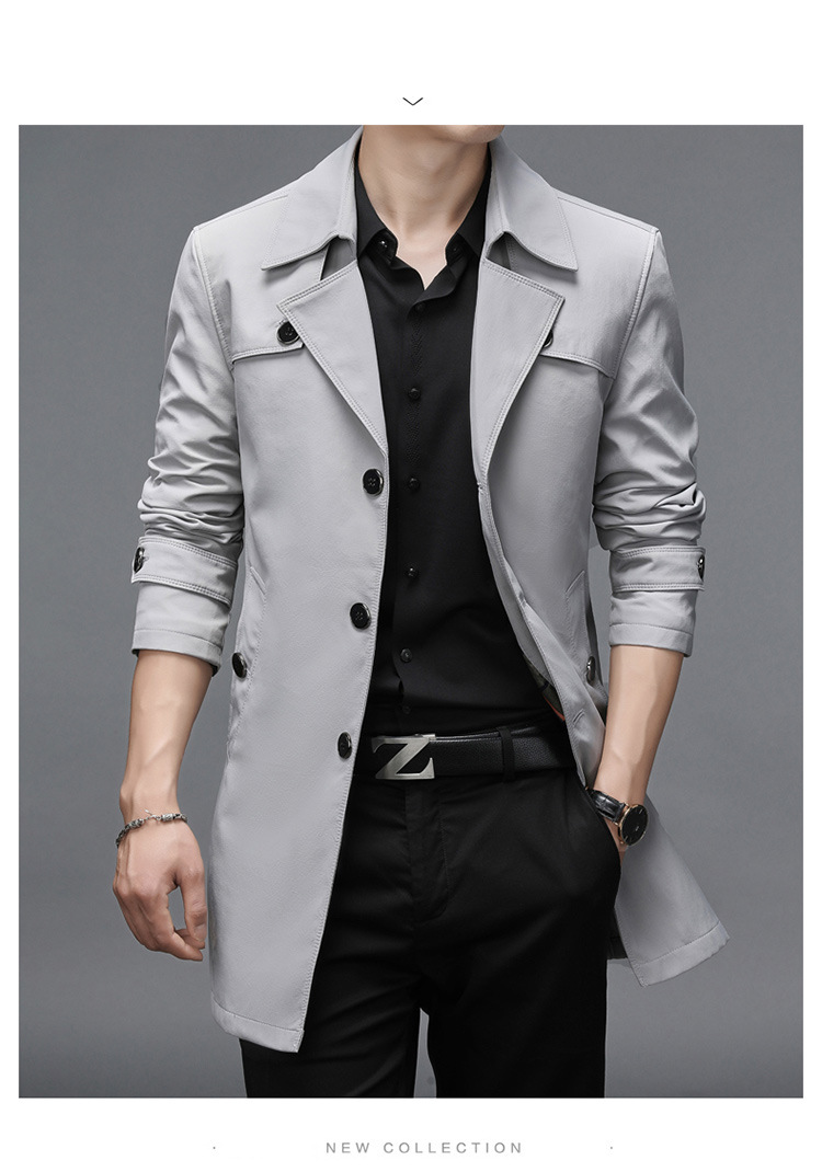 Herenkleding Trenchcoat, middellange jas, plus-size vrijetijdsjas, dikke, warme zakelijke topmode_voghion.com