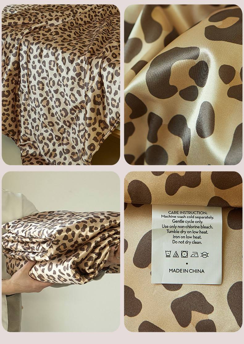 Leopard Silky Throw Blanket Cooling Packable Satin Blanket For Couch, Bed, Camping, Outdoor, Travel, Car - Super Soft Lightweight Cozy Blanket_voghion.com