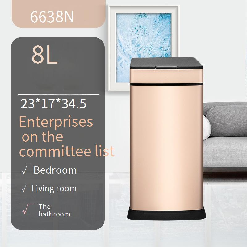 GAOK 8L Rectangular Intelligent Induction Trash Can Household Bathroom Stainless Steel Trash Can 6638N_voghion.com