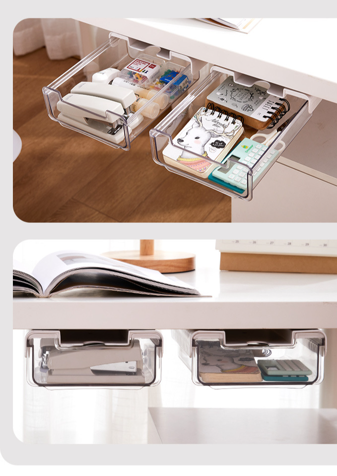 Organizador familiar debajo de la mesa, cajón para oficina, papelería, almacenamiento de artículos diversos, escritorio de dormitorio, caja de almacenamiento oculta, artefacto grande para organizar el escritorio._voghion.com