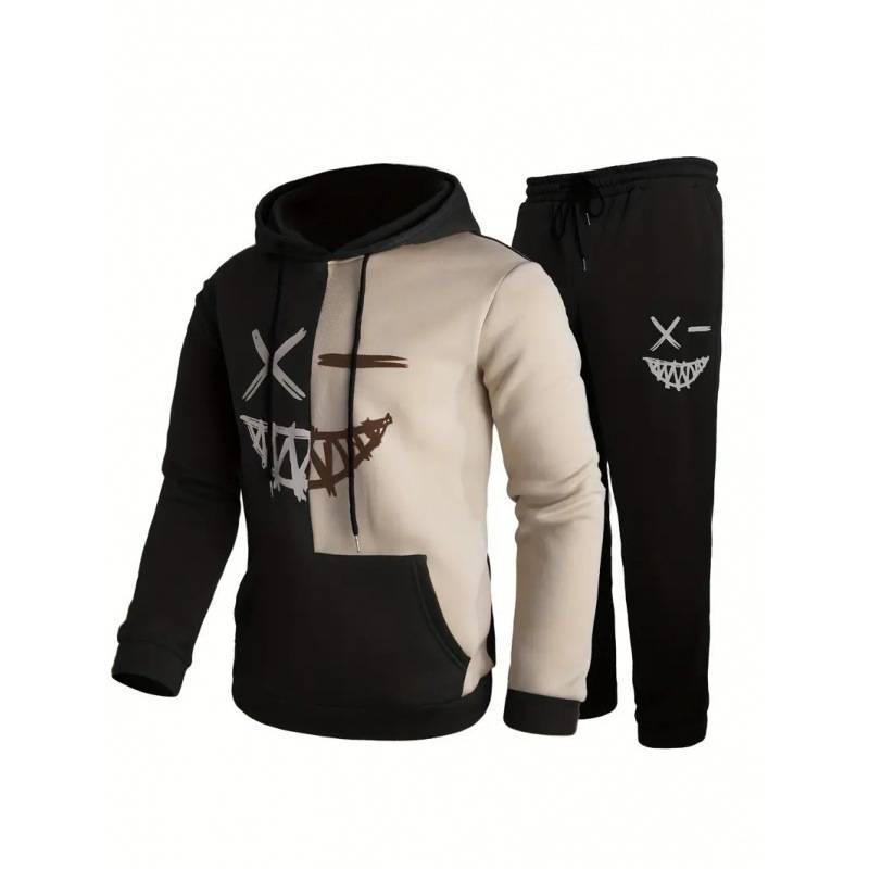 Conjunto de sudadera con capucha para hombre, informal y a la moda, con estampado de pareja_voghion.com