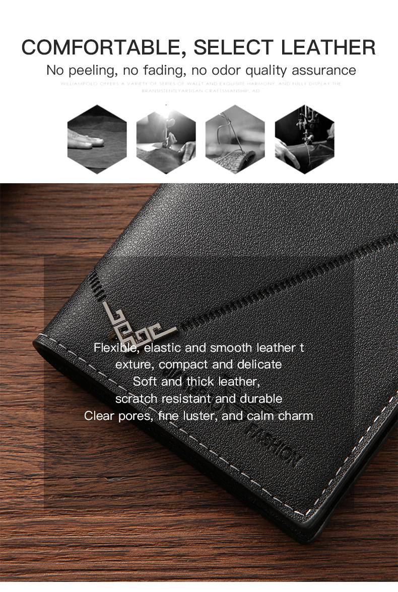 Cartera de hombre, cartera larga para hombre, cartera vertical fina para jóvenes, cartera de negocios retro de moda de gran capacidad con múltiples tarjetas._voghion.com