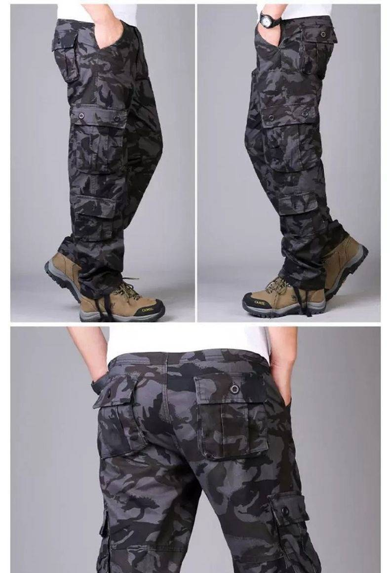 Men's Multi-Pocket Tactical Cargo Pants - Durable Outdoor Work Pants With Camo Design, Comfort Fit For Hiking, Travel & Daily Wear_voghion.com