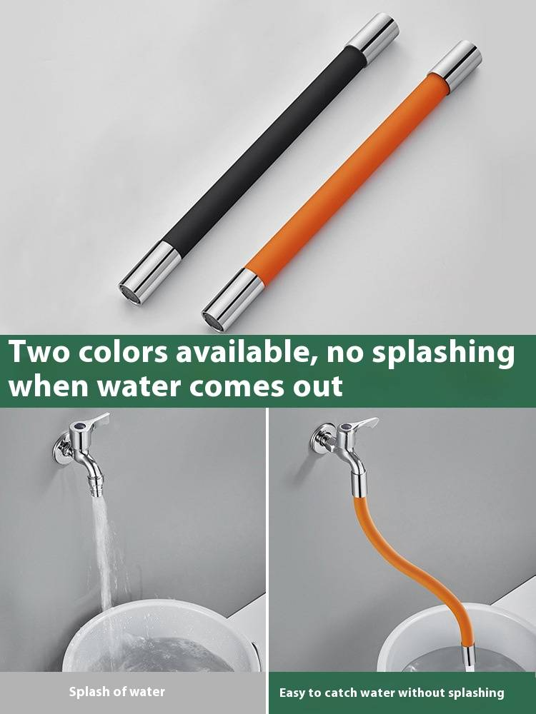Universal 360° Swivel Faucet Extension Hose – Stainless Steel Water Tap Extender For Bathroom & Kitchen (20CM/30CM/50CM, Chrome/Black/Orange)_voghion.com