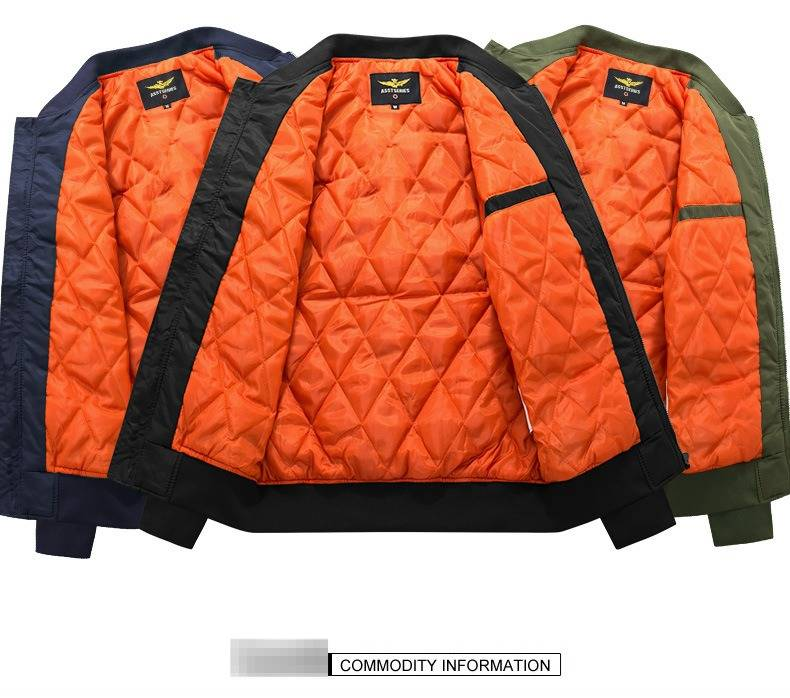 Chaqueta bomber MA-1 para hombre, talla grande y alta: abrigo de invierno impermeable y cortavientos con cuello alto, corte holgado para uso informal y al aire libre._voghion.com