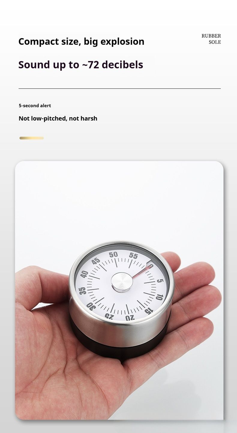 Modern Minimalist Mechanical Timer With Magnetic Base – Silent Visual Countdown For Kitchen, Study & Office (White/Black/Red, No Battery Needed)_voghion.com