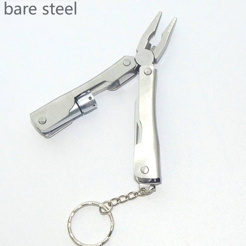 Compact LED Multi-Tool Folding Pliers With Cloth Pouch – Silver Utility Tool For Repairs & DIY (40mm, Oxford Storage Bag)_voghion.com