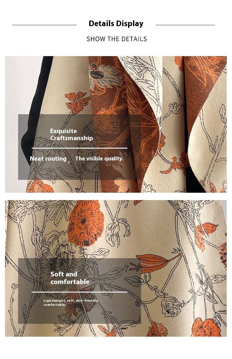 Dwustronny szal z imitacji kaszmiru – zimowy, ciepły, kwiatowy szal dla kobiet i na prezent (w stylu koreańskim, dwustronny, miękki i przytulny)_voghion.com